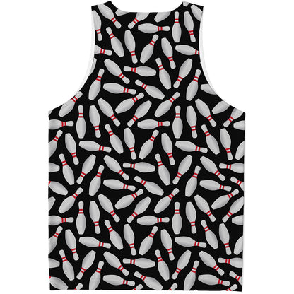 Black Bowling Pins Pattern Print Men's Tank Top