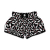 Black Bowling Pins Pattern Print Muay Thai Boxing Shorts