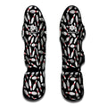 Black Bowling Pins Pattern Print Muay Thai Shin Guards