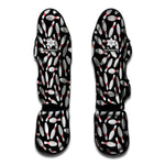 Black Bowling Pins Pattern Print Muay Thai Shin Guard