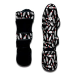 Black Bowling Pins Pattern Print Muay Thai Shin Guard