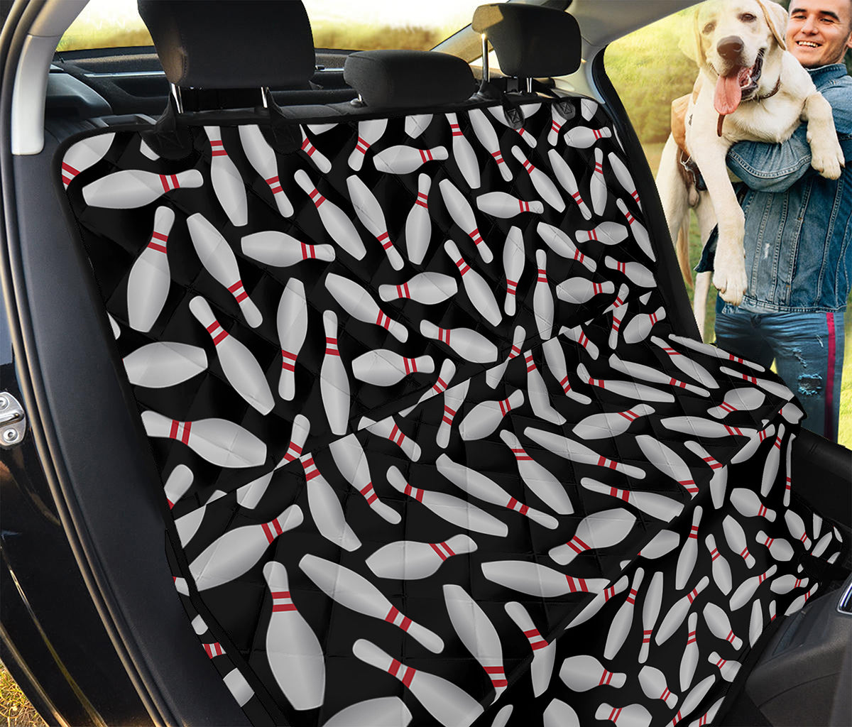 Black Bowling Pins Pattern Print Pet Car Back Seat Cover