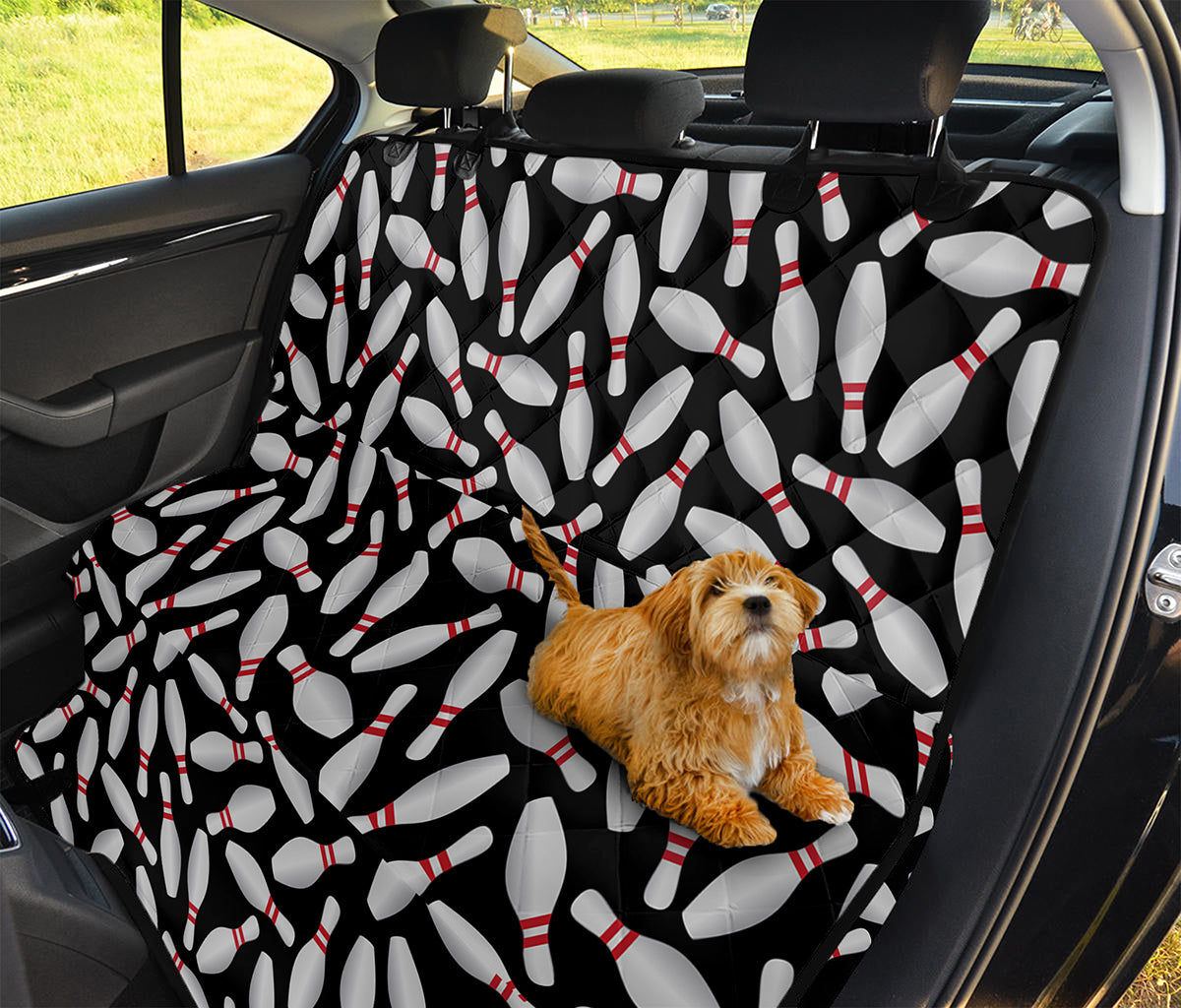 Black Bowling Pins Pattern Print Pet Car Back Seat Cover