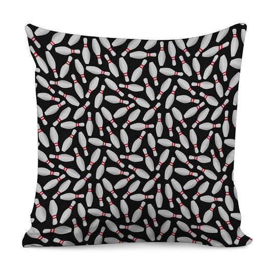 Black Bowling Pins Pattern Print Pillow Cover