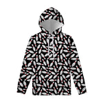 Black Bowling Pins Pattern Print Pullover Hoodie