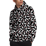 Black Bowling Pins Pattern Print Pullover Hoodie