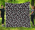 Black Bowling Pins Pattern Print Quilt