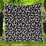 Black Bowling Pins Pattern Print Quilt