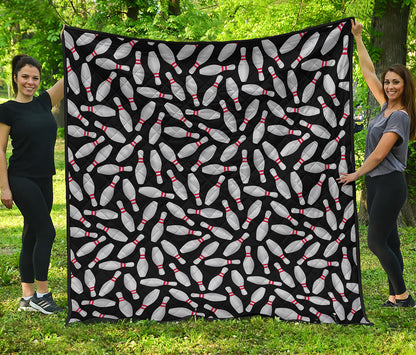 Black Bowling Pins Pattern Print Quilt