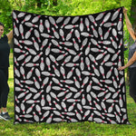 Black Bowling Pins Pattern Print Quilt