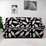 Black Bowling Pins Pattern Print Sofa Cover