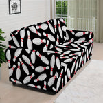 Black Bowling Pins Pattern Print Sofa Cover