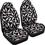 Black Bowling Pins Pattern Print Universal Fit Car Seat Covers