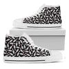 Black Bowling Pins Pattern Print White High Top Shoes