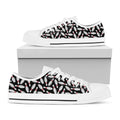 Black Bowling Pins Pattern Print White Low Top Sneakers