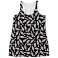 Black Bowling Pins Pattern Print Women's Racerback Tank Top