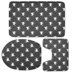 Black Bull Terrier Pattern Print 3 Piece Bath Mat Set
