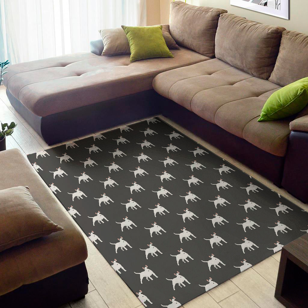 Black Bull Terrier Pattern Print Area Rug