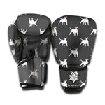 Black Bull Terrier Pattern Print Boxing Gloves