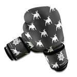 Black Bull Terrier Pattern Print Boxing Gloves