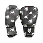 Black Bull Terrier Pattern Print Boxing Gloves