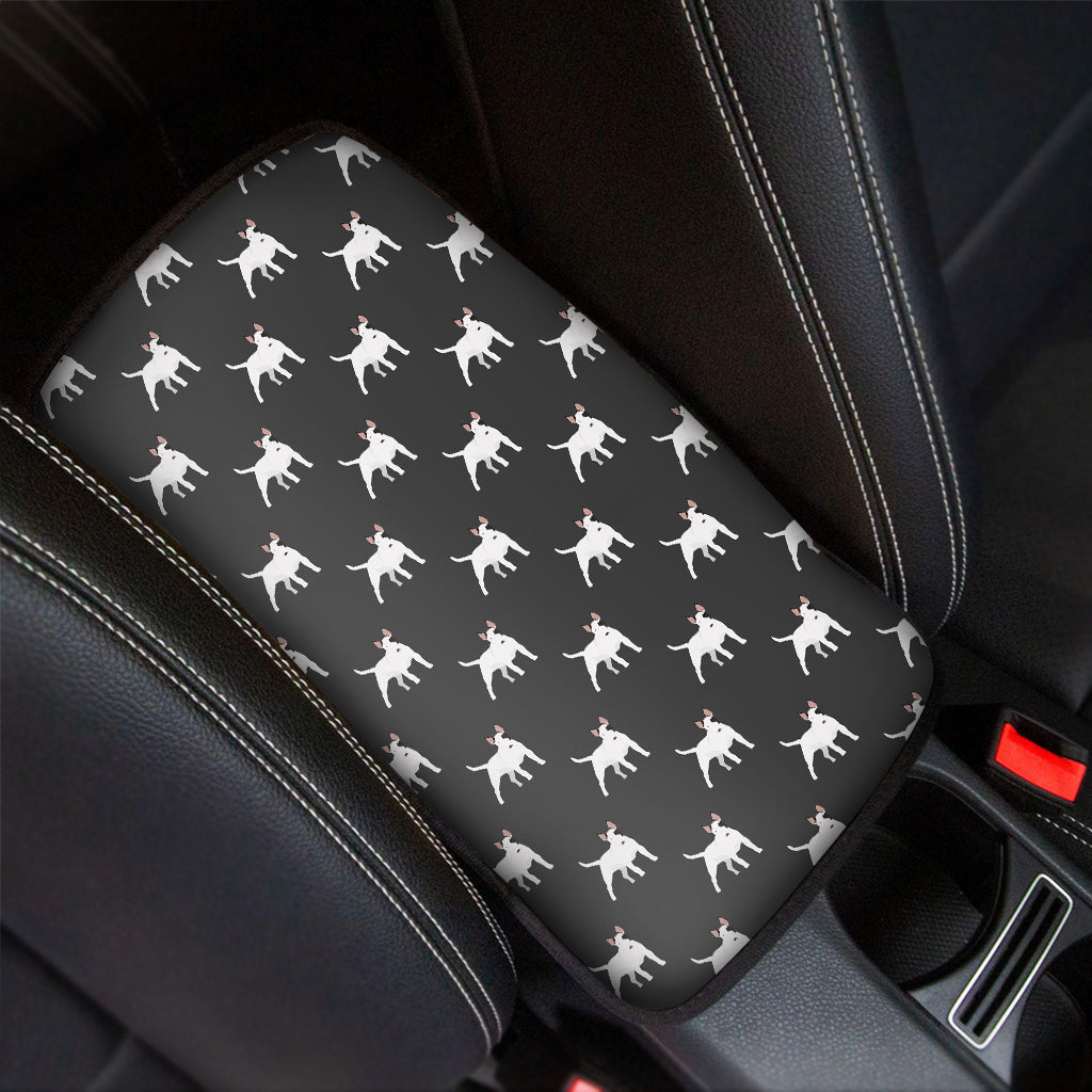 Black Bull Terrier Pattern Print Car Center Console Cover