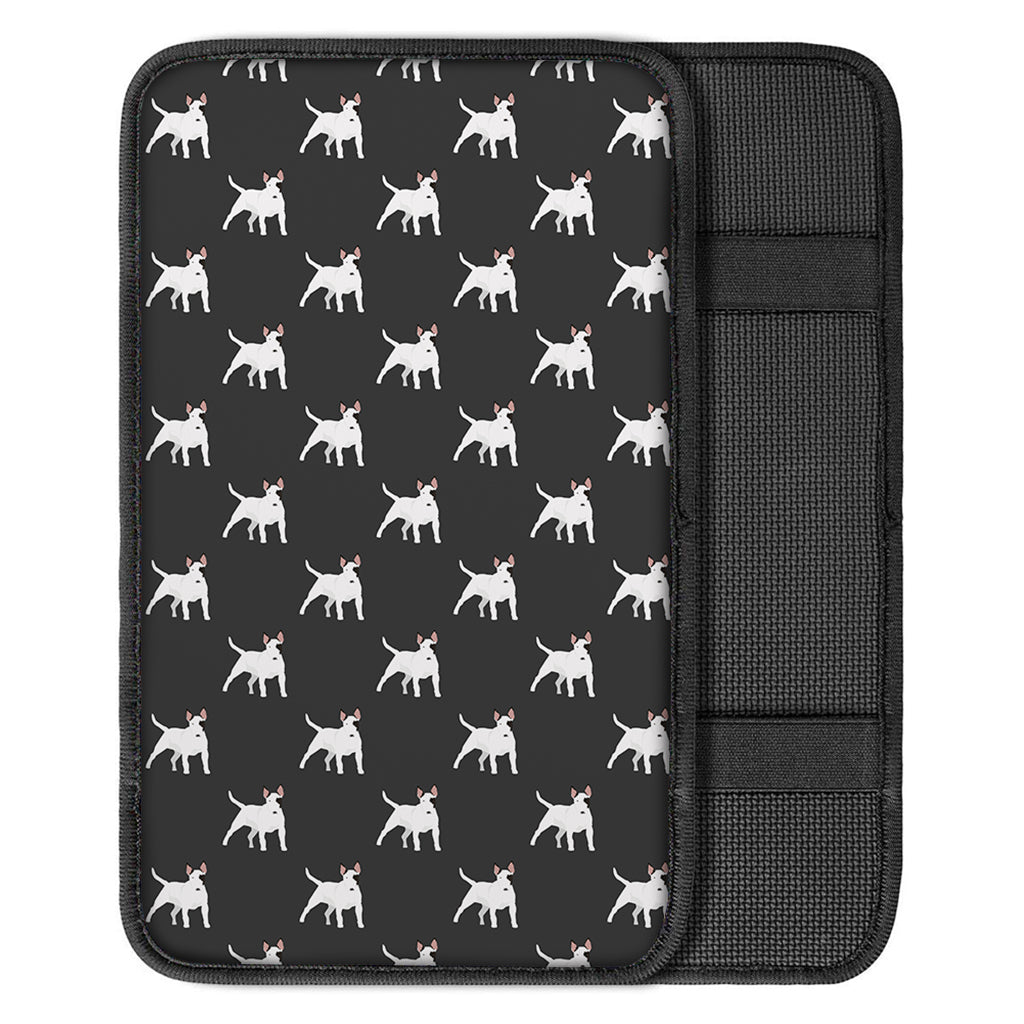 Black Bull Terrier Pattern Print Car Center Console Cover