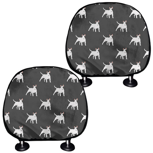 Black Bull Terrier Pattern Print Car Headrest Covers