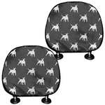 Black Bull Terrier Pattern Print Car Headrest Covers