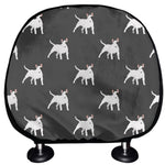 Black Bull Terrier Pattern Print Car Headrest Covers