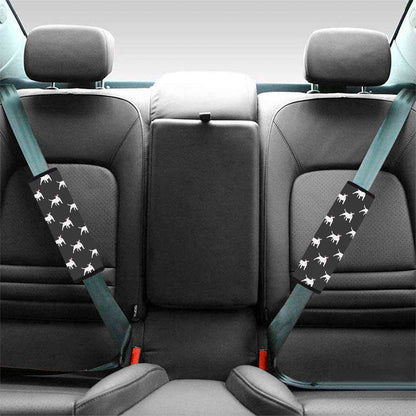 Black Bull Terrier Pattern Print Car Seat Belt Covers