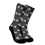 Black Bull Terrier Pattern Print Crew Socks