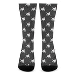 Black Bull Terrier Pattern Print Crew Socks