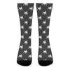 Black Bull Terrier Pattern Print Crew Socks