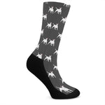 Black Bull Terrier Pattern Print Crew Socks