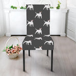 Black Bull Terrier Pattern Print Dining Chair Slipcover