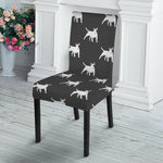 Black Bull Terrier Pattern Print Dining Chair Slipcover