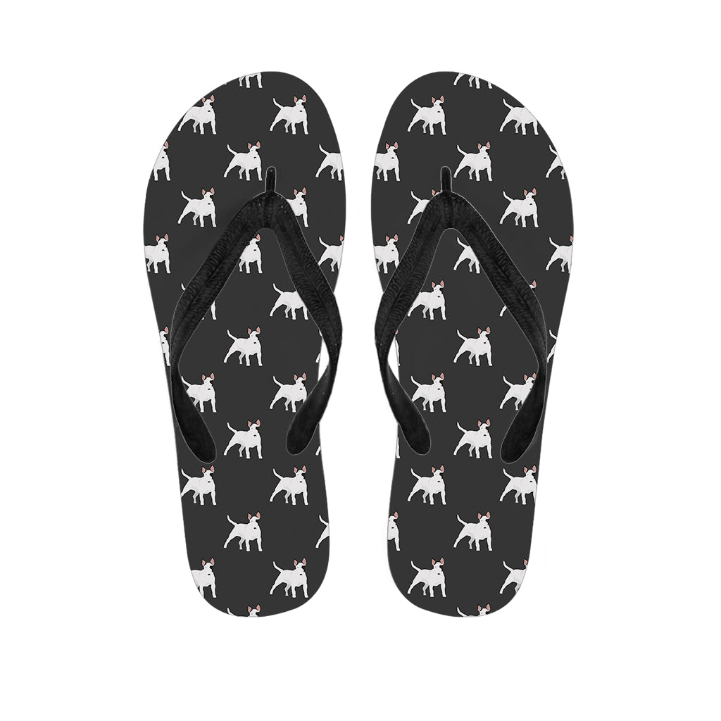 Black Bull Terrier Pattern Print Flip Flops