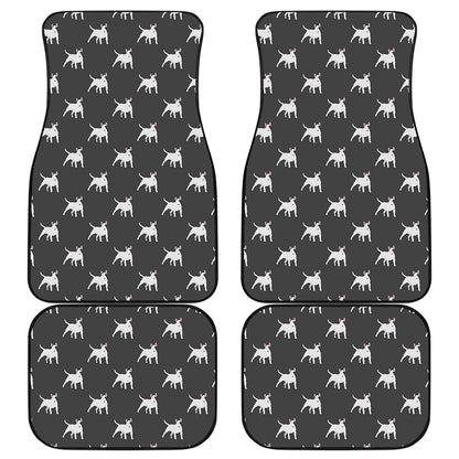 Black Bull Terrier Pattern Print Front and Back Car Floor Mats
