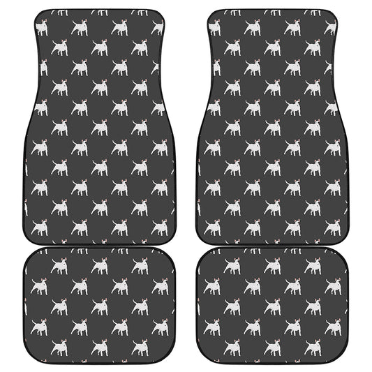Black Bull Terrier Pattern Print Front and Back Car Floor Mats