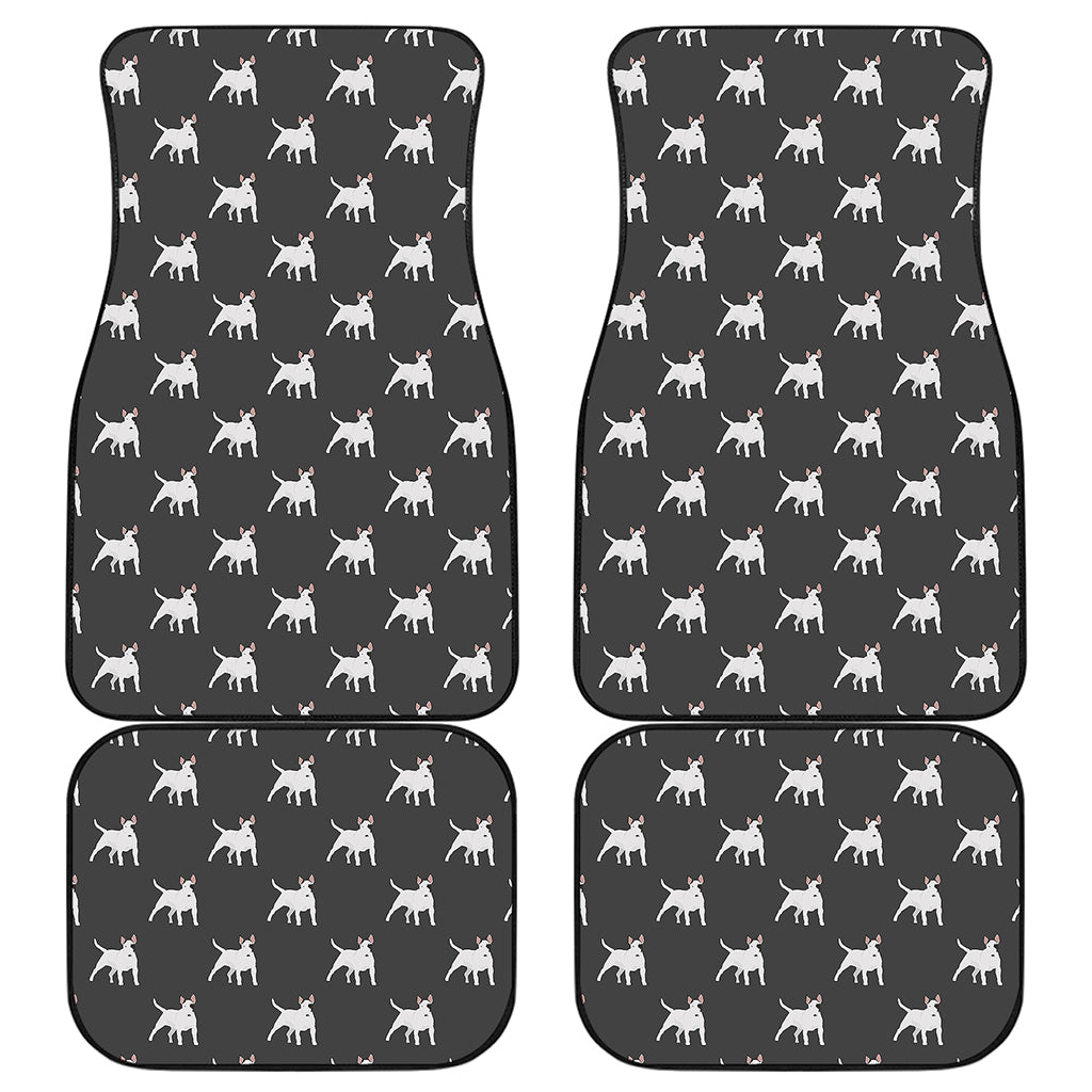 Black Bull Terrier Pattern Print Front and Back Car Floor Mats