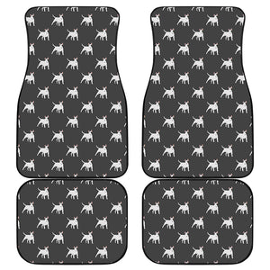 Black Bull Terrier Pattern Print Front and Back Car Floor Mats