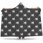Black Bull Terrier Pattern Print Hooded Blanket