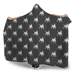 Black Bull Terrier Pattern Print Hooded Blanket