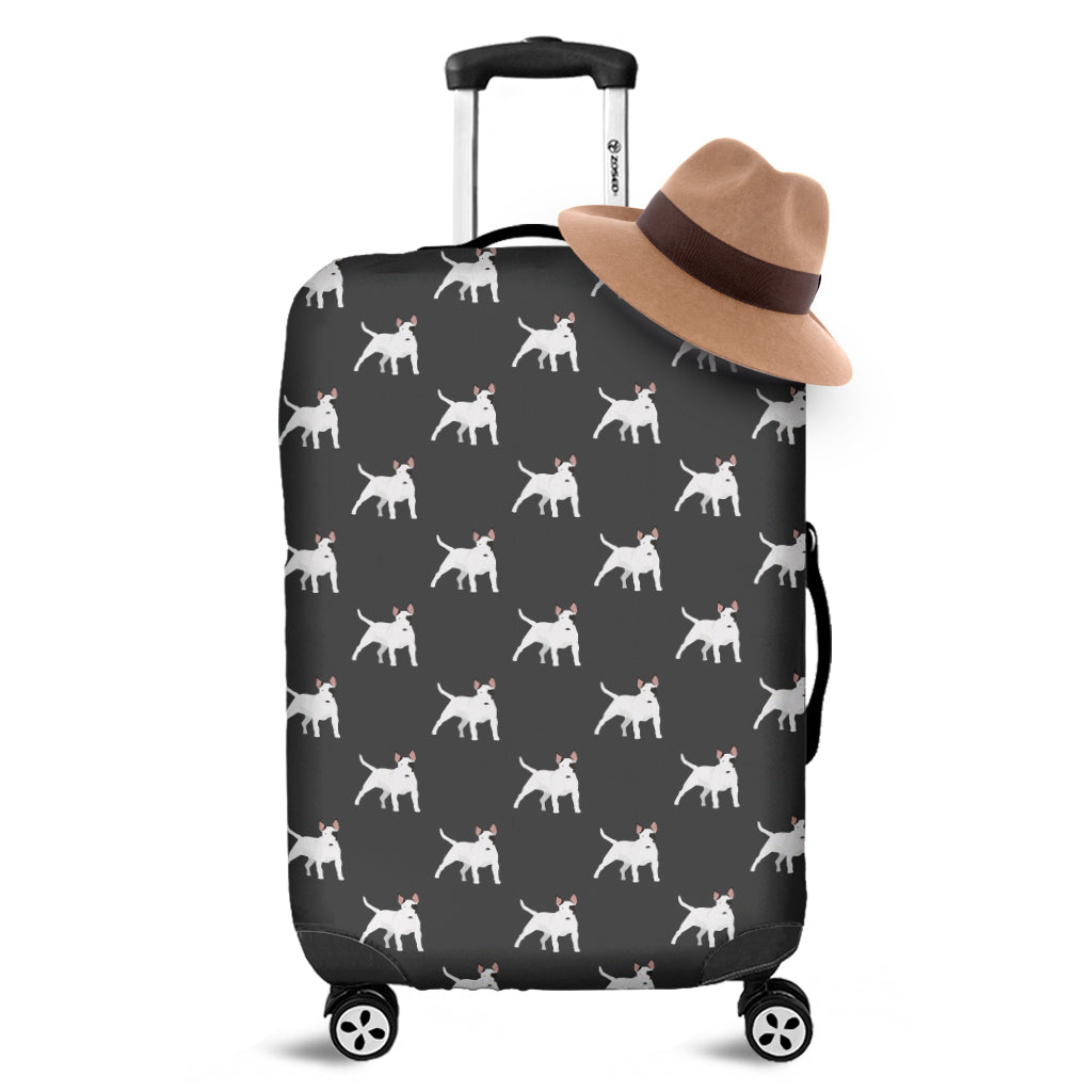 Black Bull Terrier Pattern Print Luggage Cover