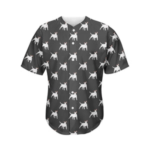 Black Bull Terrier Pattern Print Men's Baseball Jersey