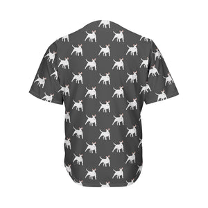 Black Bull Terrier Pattern Print Men's Baseball Jersey