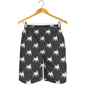 Black Bull Terrier Pattern Print Men's Shorts