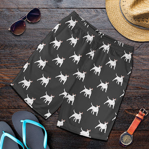 Black Bull Terrier Pattern Print Men's Shorts