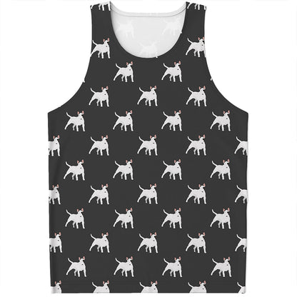 Black Bull Terrier Pattern Print Men's Tank Top